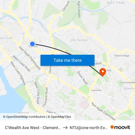 C'Wealth Ave West - Clementi Stn Exit A (17171) to NTU@one-north Executive Centre map