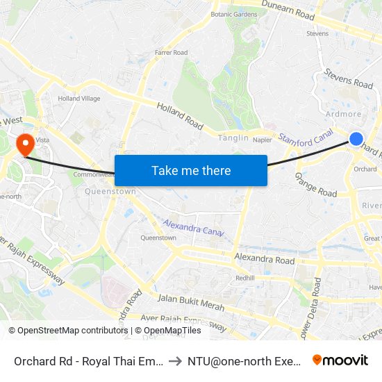 Orchard Rd - Royal Thai Embassy (09179) to NTU@one-north Executive Centre map