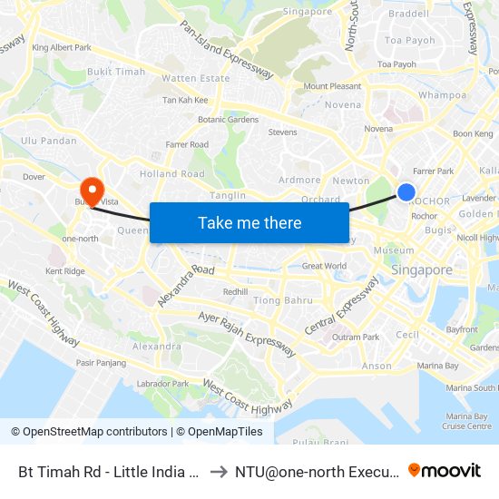 Bt Timah Rd - Little India Stn (40019) to NTU@one-north Executive Centre map