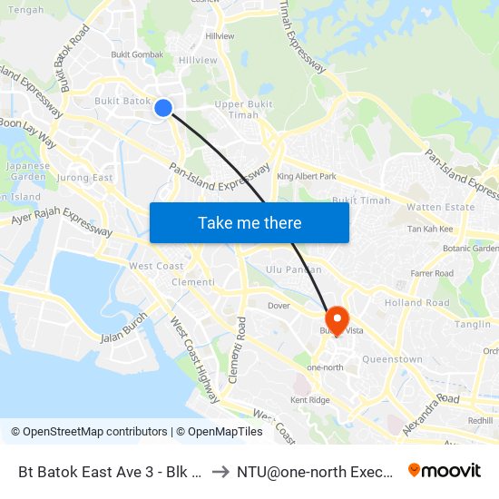 Bt Batok East Ave 3 - Blk 283 (43189) to NTU@one-north Executive Centre map