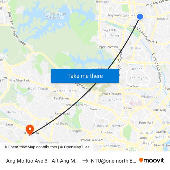 Ang Mo Kio Ave 3 - Aft Ang Mo Kio Stn Exit A (54261) to NTU@one-north Executive Centre map
