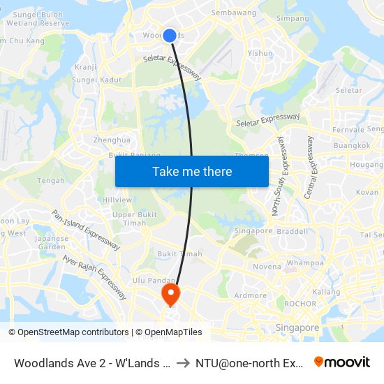 Woodlands Ave 2 - W'Lands Stn Exit 5 (46631) to NTU@one-north Executive Centre map