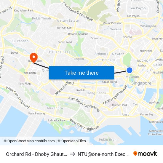 Orchard Rd - Dhoby Ghaut Stn (08057) to NTU@one-north Executive Centre map