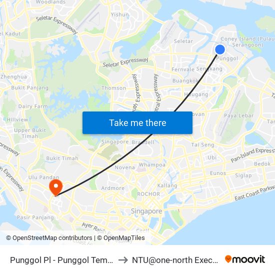 Punggol Pl - Punggol Temp Int (65009) to NTU@one-north Executive Centre map