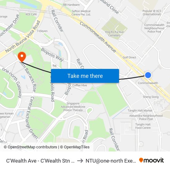 C'Wealth Ave - C'Wealth Stn Exit B/C (11169) to NTU@one-north Executive Centre map