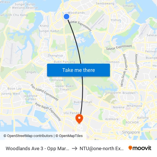 Woodlands Ave 3 - Opp Marsiling Stn (46529) to NTU@one-north Executive Centre map