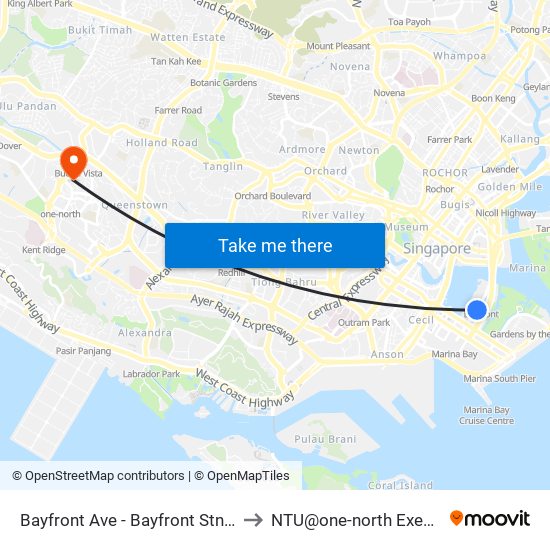 Bayfront Ave - Bayfront Stn Exit A (03519) to NTU@one-north Executive Centre map