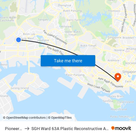 Pioneer (EW28) to SGH Ward 63A Plastic Reconstructive Aesthetic Surgery/ Eye Surgery map