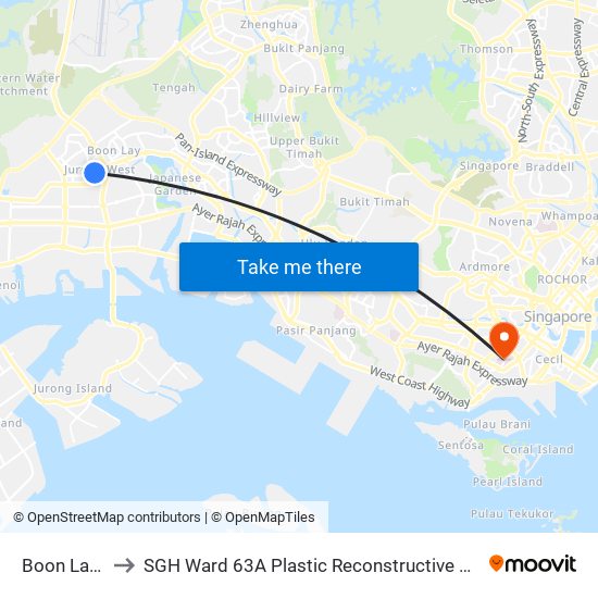 Boon Lay (EW27) to SGH Ward 63A Plastic Reconstructive Aesthetic Surgery/ Eye Surgery map