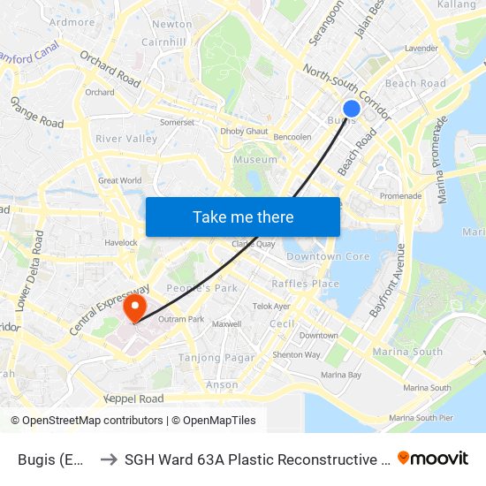 Bugis (EW12|DT14) to SGH Ward 63A Plastic Reconstructive Aesthetic Surgery/ Eye Surgery map
