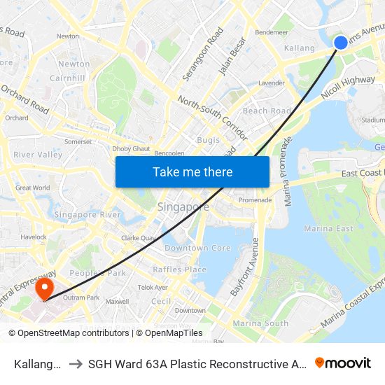 Kallang (EW10) to SGH Ward 63A Plastic Reconstructive Aesthetic Surgery/ Eye Surgery map