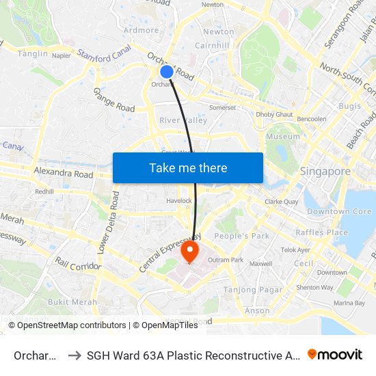 Orchard (NS22) to SGH Ward 63A Plastic Reconstructive Aesthetic Surgery/ Eye Surgery map
