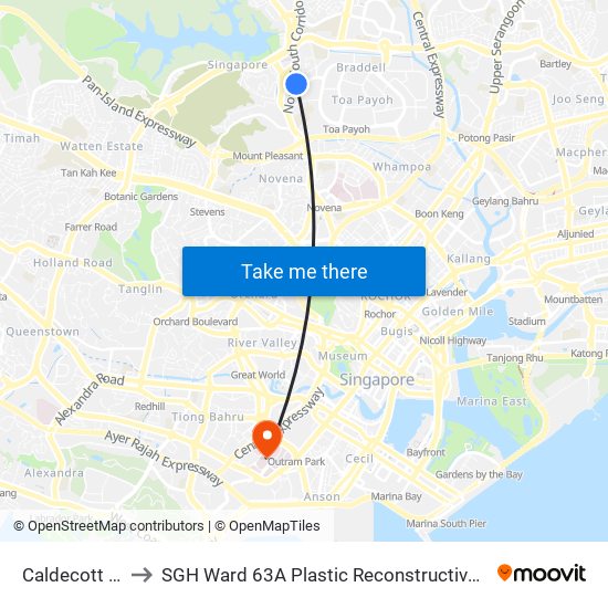 Caldecott (Cc17|Te9) to SGH Ward 63A Plastic Reconstructive Aesthetic Surgery/ Eye Surgery map