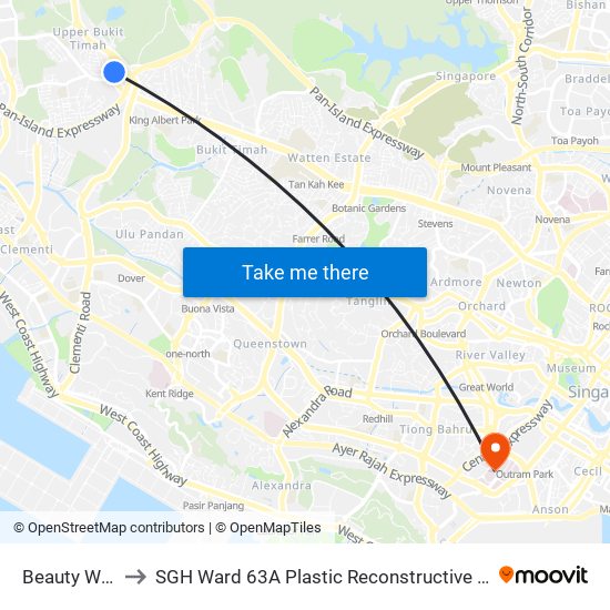 Beauty World (DT5) to SGH Ward 63A Plastic Reconstructive Aesthetic Surgery/ Eye Surgery map