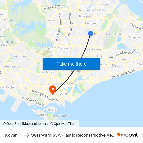 Kovan (NE13) to SGH Ward 63A Plastic Reconstructive Aesthetic Surgery/ Eye Surgery map