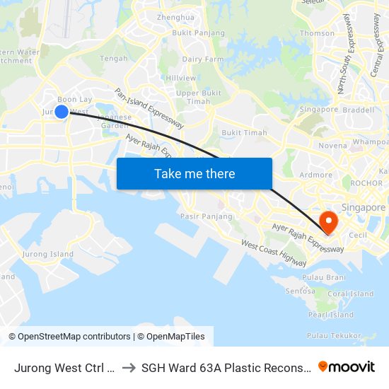 Jurong West Ctrl 3 - Boon Lay Int (22009) to SGH Ward 63A Plastic Reconstructive Aesthetic Surgery/ Eye Surgery map