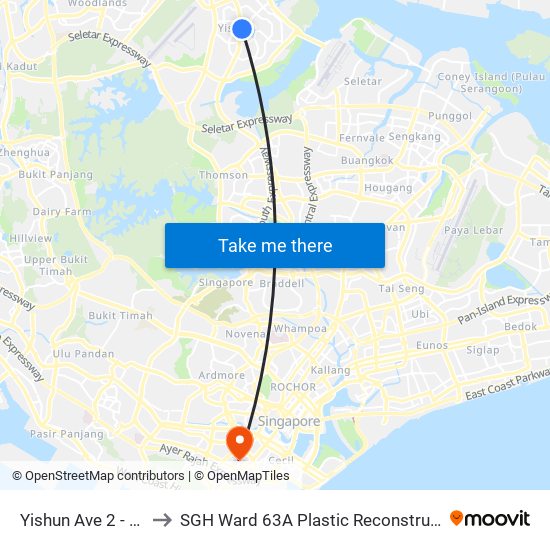 Yishun Ave 2 - Yishun Int (59009) to SGH Ward 63A Plastic Reconstructive Aesthetic Surgery/ Eye Surgery map