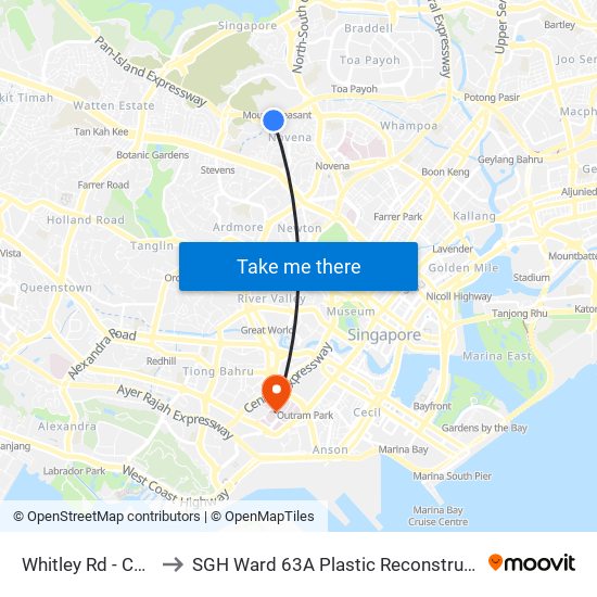 Whitley Rd - Catholic Jc (51099) to SGH Ward 63A Plastic Reconstructive Aesthetic Surgery/ Eye Surgery map