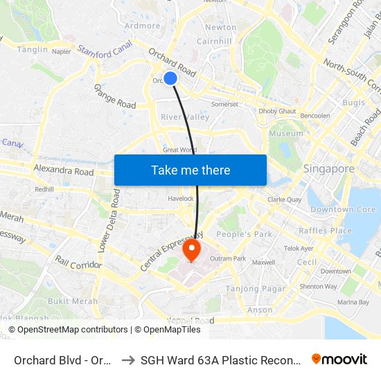 Orchard Blvd - Orchard Stn Exit 13 (09022) to SGH Ward 63A Plastic Reconstructive Aesthetic Surgery/ Eye Surgery map