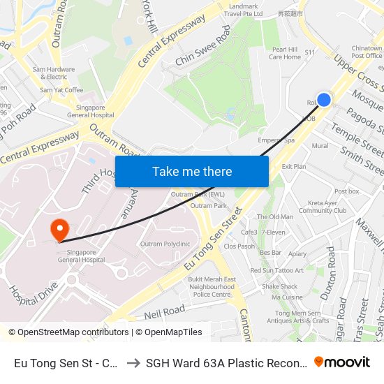 Eu Tong Sen St - Chinatown Stn Exit C (05013) to SGH Ward 63A Plastic Reconstructive Aesthetic Surgery/ Eye Surgery map