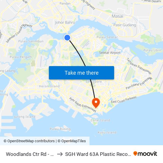 Woodlands Ctr Rd - W'Lands Train Checkpt (46069) to SGH Ward 63A Plastic Reconstructive Aesthetic Surgery/ Eye Surgery map