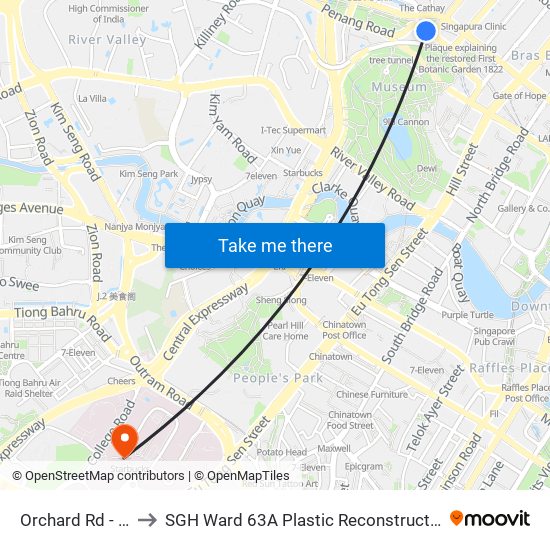 Orchard Rd - Ymca (08041) to SGH Ward 63A Plastic Reconstructive Aesthetic Surgery/ Eye Surgery map