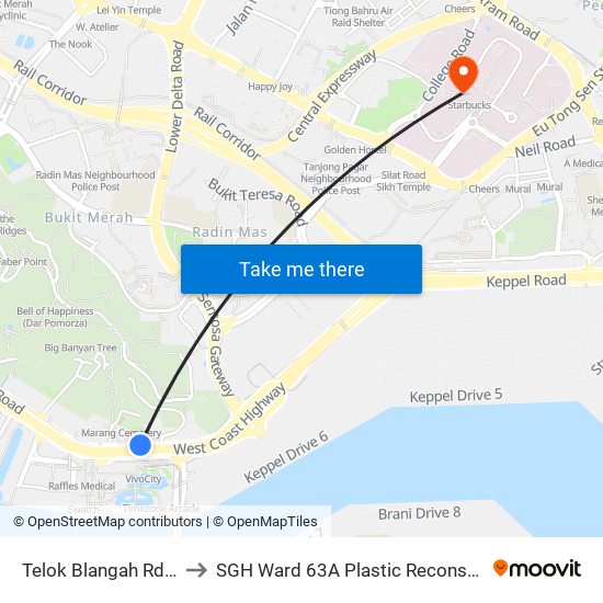 Telok Blangah Rd - Opp Vivocity (14119) to SGH Ward 63A Plastic Reconstructive Aesthetic Surgery/ Eye Surgery map