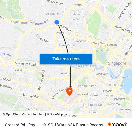 Orchard Rd - Royal Thai Embassy (09179) to SGH Ward 63A Plastic Reconstructive Aesthetic Surgery/ Eye Surgery map