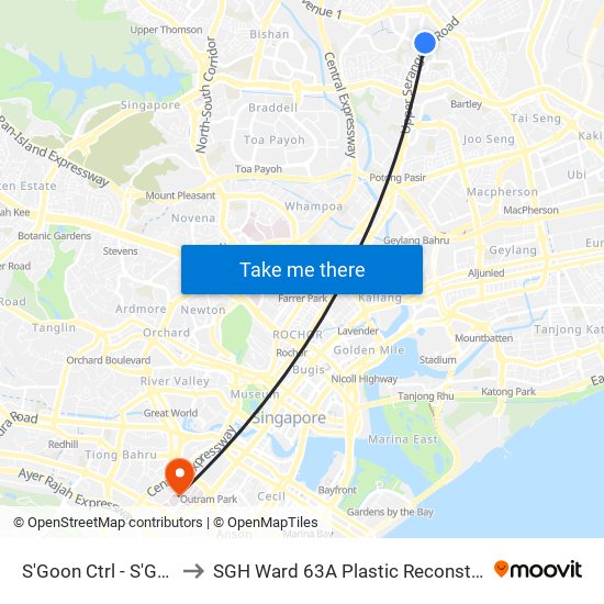 S'Goon Ctrl - S'Goon Stn Exit E (66351) to SGH Ward 63A Plastic Reconstructive Aesthetic Surgery/ Eye Surgery map