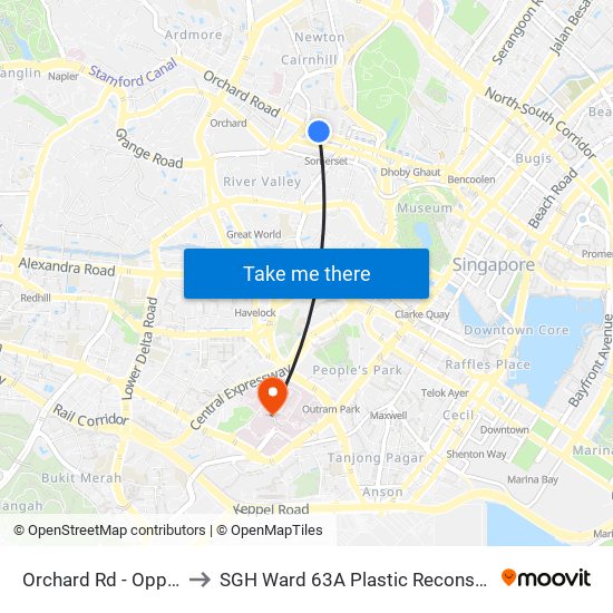 Orchard Rd - Opp Somerset Stn (09038) to SGH Ward 63A Plastic Reconstructive Aesthetic Surgery/ Eye Surgery map