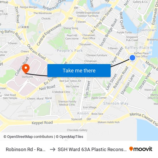 Robinson Rd - Raffles Pl Stn Exit F (03031) to SGH Ward 63A Plastic Reconstructive Aesthetic Surgery/ Eye Surgery map