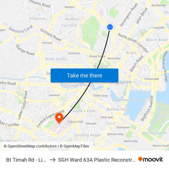 Bt Timah Rd - Little India Stn (40019) to SGH Ward 63A Plastic Reconstructive Aesthetic Surgery/ Eye Surgery map