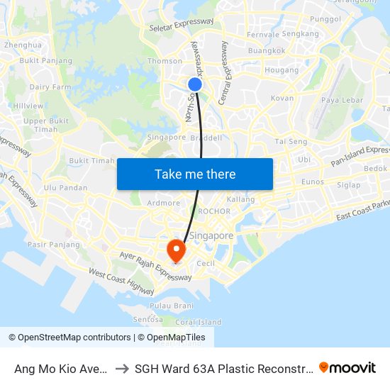 Ang Mo Kio Ave 6 - Blk 307a (54019) to SGH Ward 63A Plastic Reconstructive Aesthetic Surgery/ Eye Surgery map