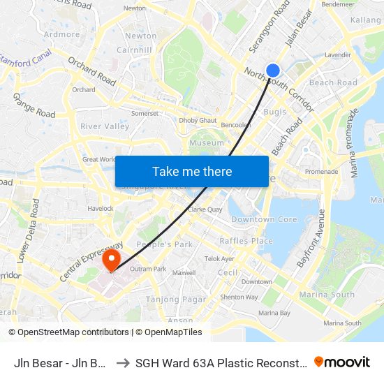 Jln Besar - Jln Besar Stn Exit A (07529) to SGH Ward 63A Plastic Reconstructive Aesthetic Surgery/ Eye Surgery map