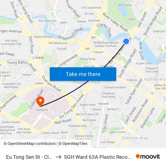 Eu Tong Sen St - Clarke Quay Stn Exit E (04222) to SGH Ward 63A Plastic Reconstructive Aesthetic Surgery/ Eye Surgery map