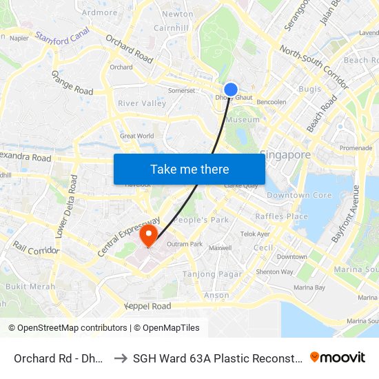 Orchard Rd - Dhoby Ghaut Stn (08057) to SGH Ward 63A Plastic Reconstructive Aesthetic Surgery/ Eye Surgery map