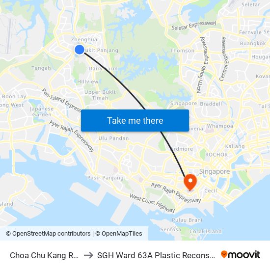 Choa Chu Kang Rd - Phoenix Stn (44141) to SGH Ward 63A Plastic Reconstructive Aesthetic Surgery/ Eye Surgery map