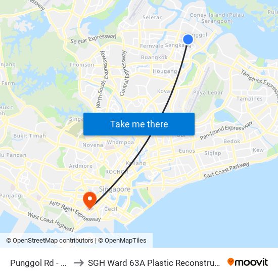 Punggol Rd - Blk 298a (65061) to SGH Ward 63A Plastic Reconstructive Aesthetic Surgery/ Eye Surgery map