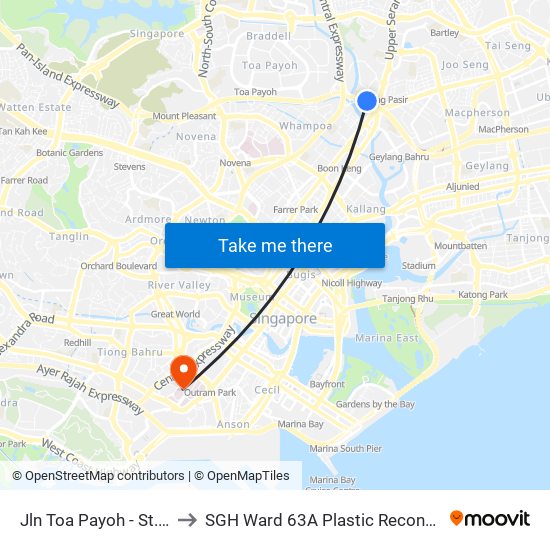 Jln Toa Payoh - St. Andrew's Village (60081) to SGH Ward 63A Plastic Reconstructive Aesthetic Surgery/ Eye Surgery map