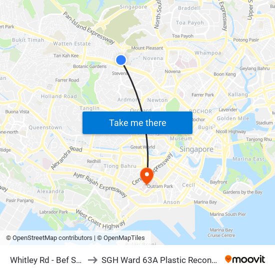 Whitley Rd - Bef Stevens Stn Exit 4 (40239) to SGH Ward 63A Plastic Reconstructive Aesthetic Surgery/ Eye Surgery map