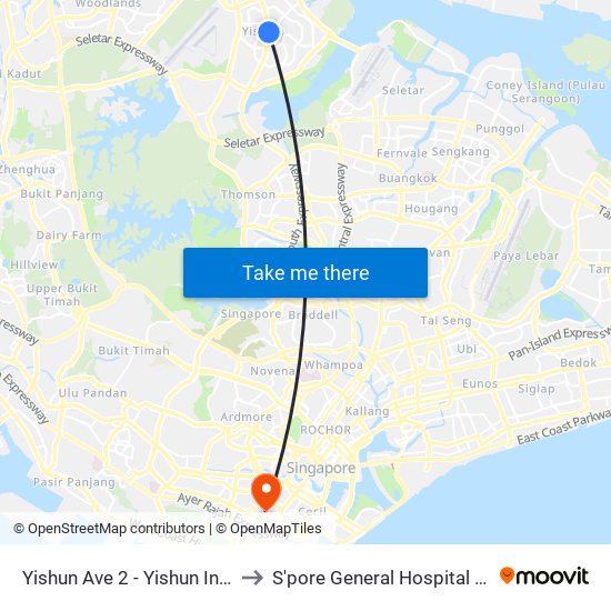 Yishun Ave 2 - Yishun Int (59009) to S'pore General Hospital (Ward 63) map