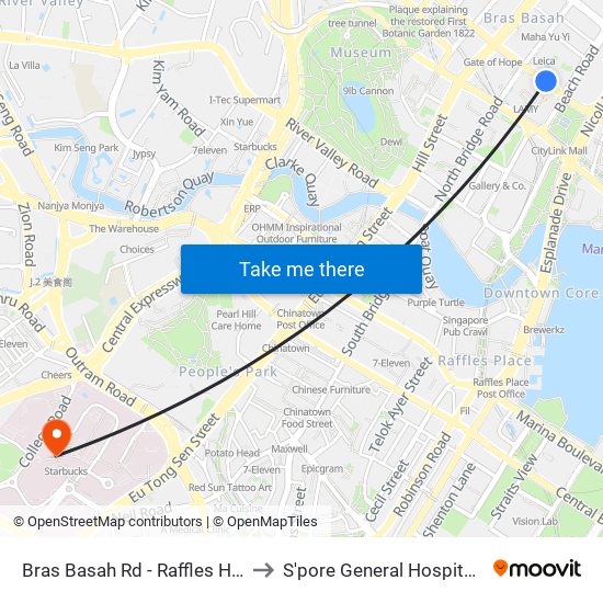 Bras Basah Rd - Raffles Hotel (02049) to S'pore General Hospital (Ward 63) map