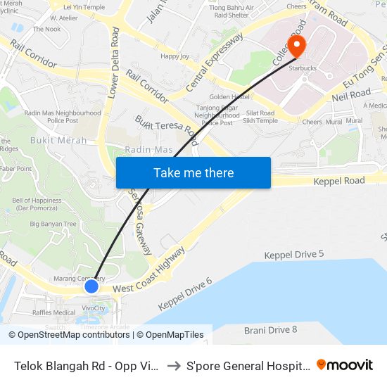 Telok Blangah Rd - Opp Vivocity (14119) to S'pore General Hospital (Ward 63) map
