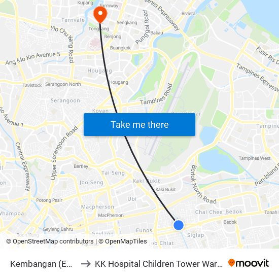 Kembangan (EW6) to KK Hospital Children Tower Ward 85 map