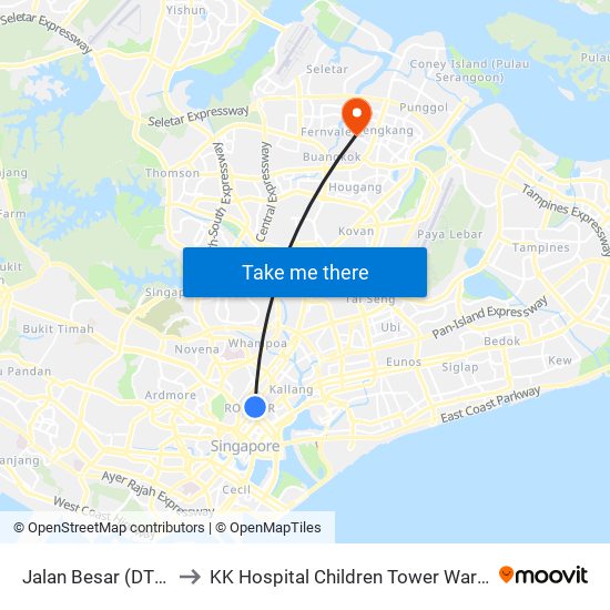 Jalan Besar (DT22) to KK Hospital Children Tower Ward 85 map