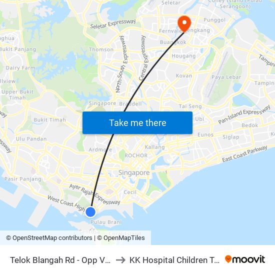 Telok Blangah Rd - Opp Vivocity (14119) to KK Hospital Children Tower Ward 85 map