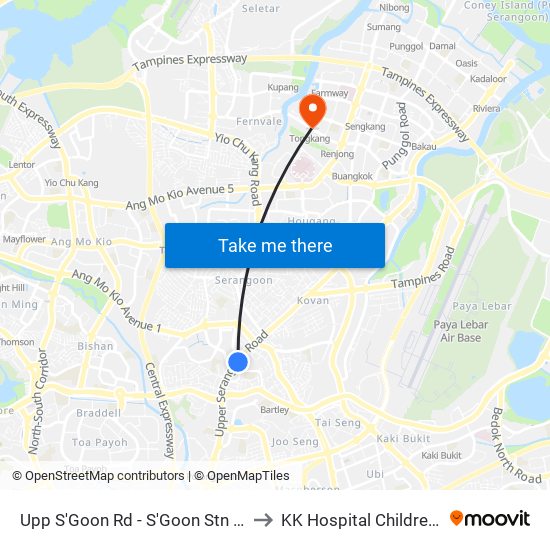 Upp S'Goon Rd - S'Goon Stn Exit A/Blk 413 (62139) to KK Hospital Children Tower Ward 85 map