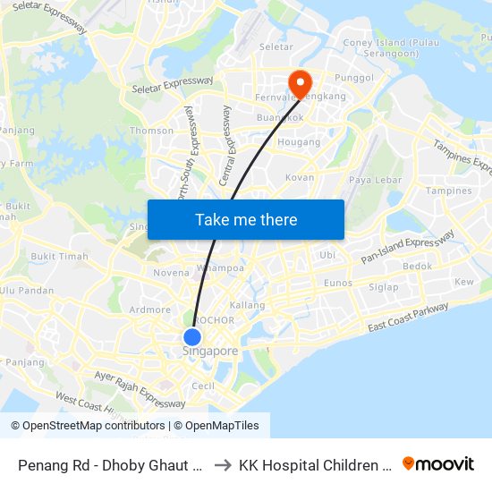 Penang Rd - Dhoby Ghaut Stn Exit B (08031) to KK Hospital Children Tower Ward 85 map