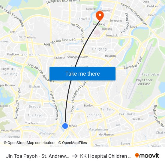 Jln Toa Payoh - St. Andrew's Village (60081) to KK Hospital Children Tower Ward 85 map