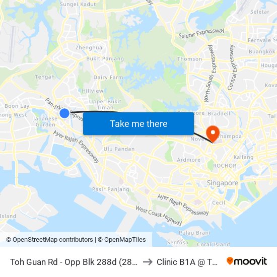Toh Guan Rd - Opp Blk 288d (28631) to Clinic B1A @ TTSH map
